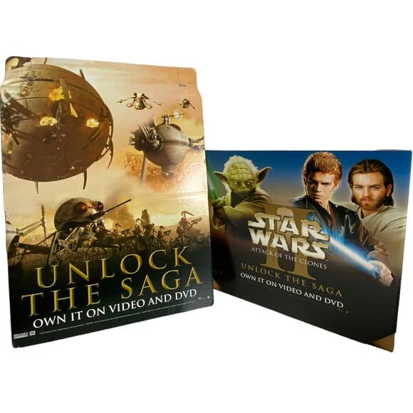 Blockbuster Star Wars Episode II Attack of the Clones Cardboard Display Pieces - Picture 1 of 13